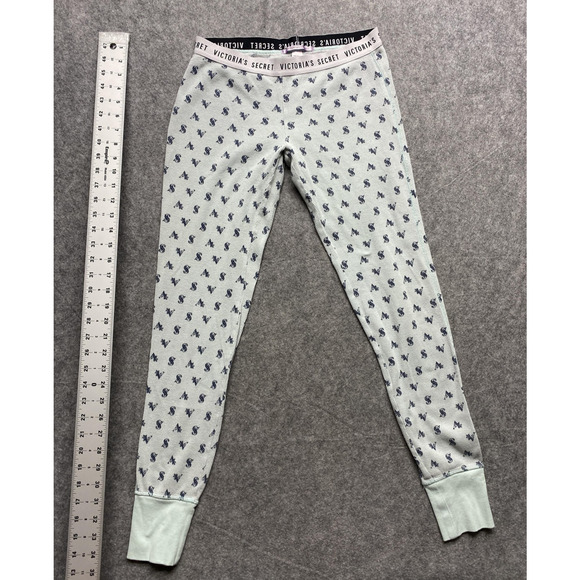 Victorias Secret Pajama Set Womens XS Mint Green Thermal Logo Long Johns - Picture 11 of 16